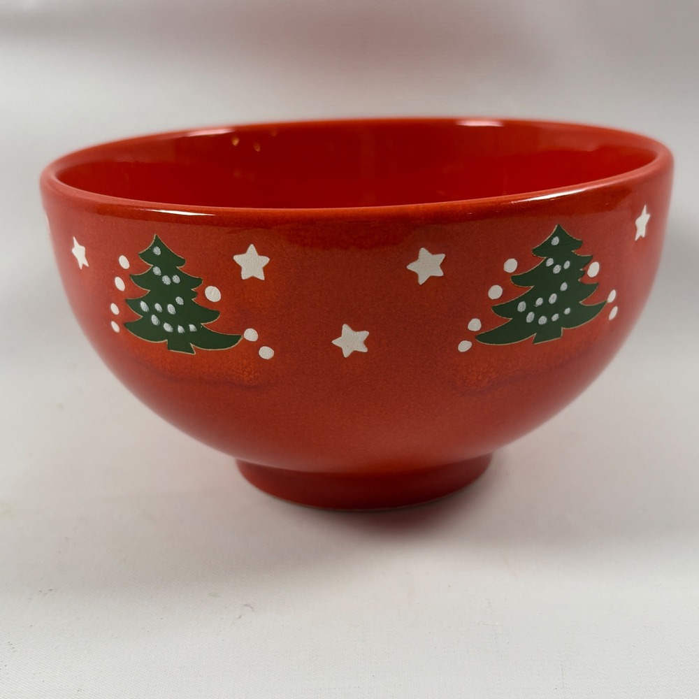 Waechtersbach Christmas Tree 6" Cereal Soup Bowl Footed Red Holiday Germany
